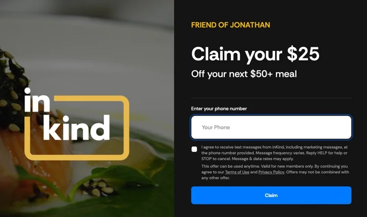 inKind Dining App: Get $15 Off Your $15 Meal – Limited Time Offer