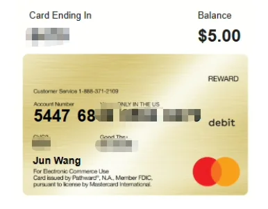 I earned a $5 virtual credit card by completing a survey.
